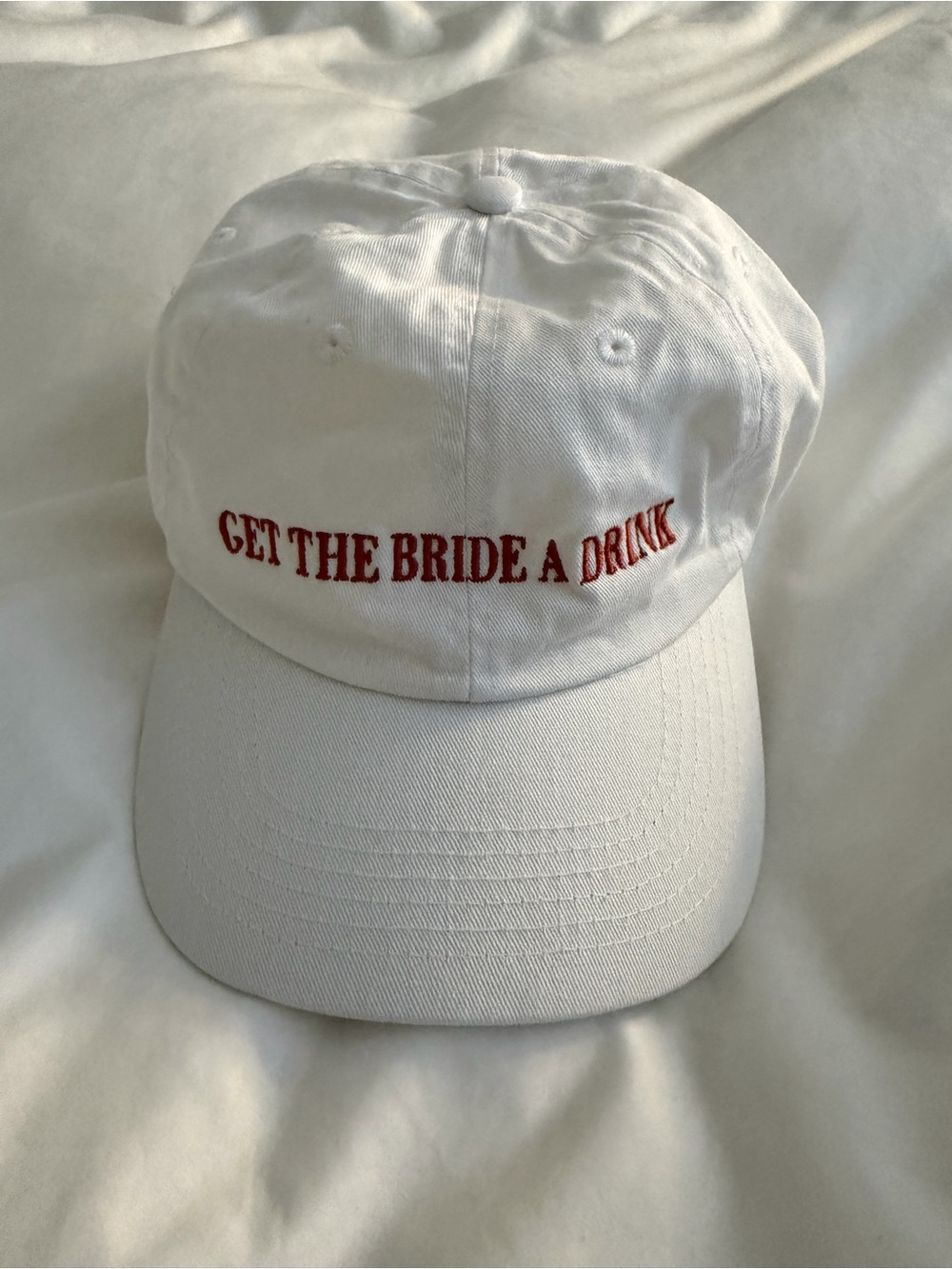 White "Get The Bride A Drink" Embroidered Baseball Cap NWOT